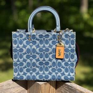 NEW Coach Rogue 25 Signature Denim Satchel Crossbody Bag